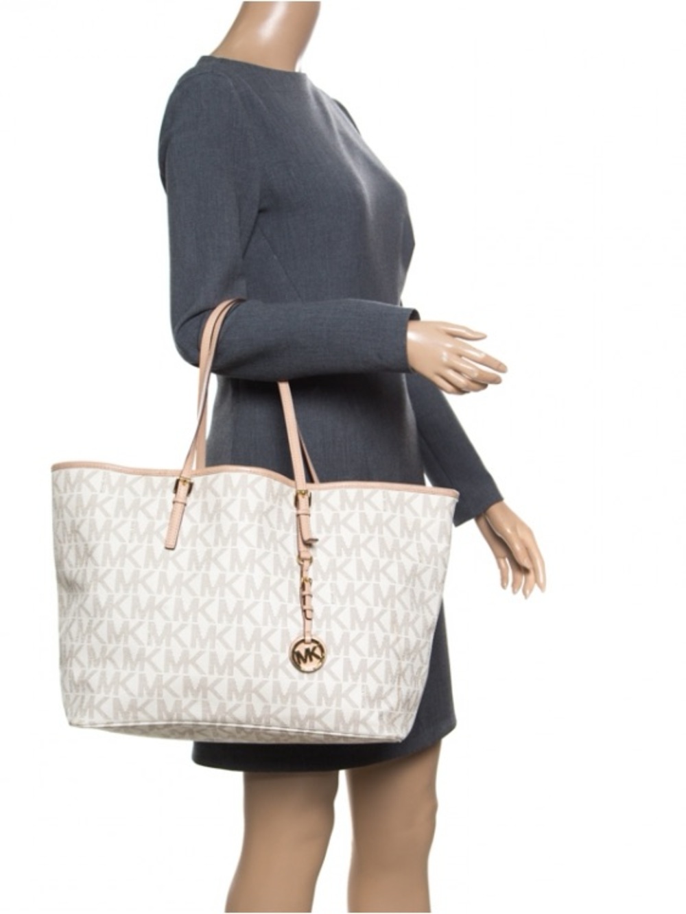 Michael Kors Cream/Blush Signature MK Tote